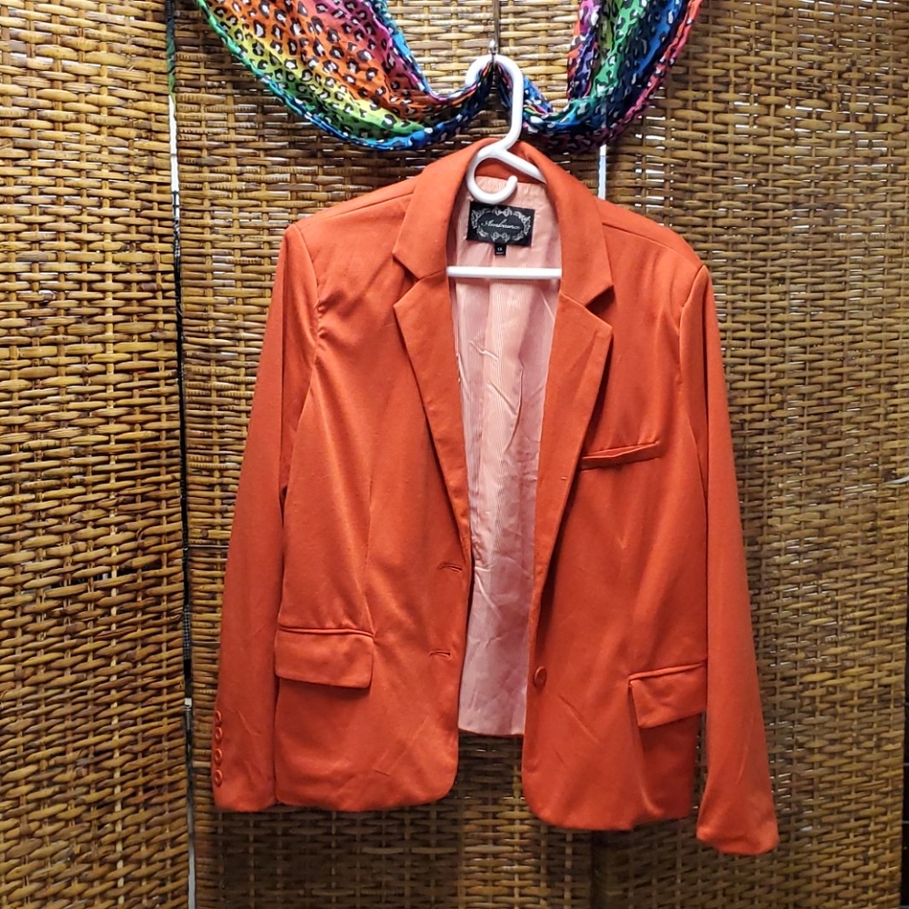 Womens sz 1X Ambiance Orange lined blazer